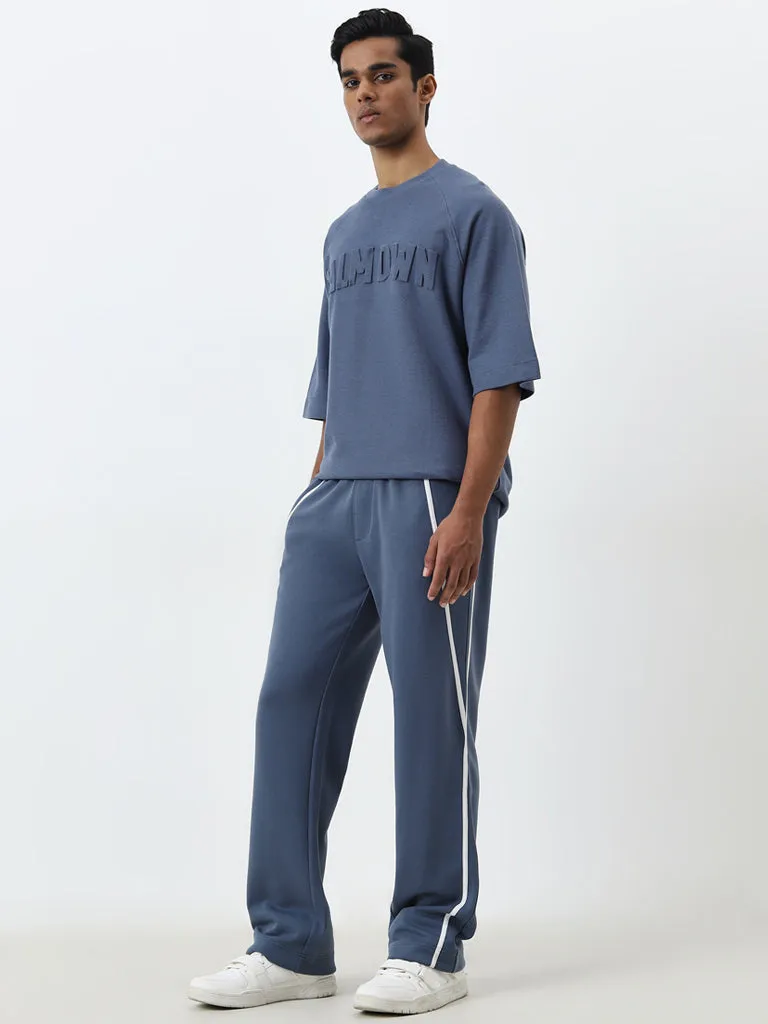 Studiofit Blue Relaxed-Fit Mid-Rise Track Pants