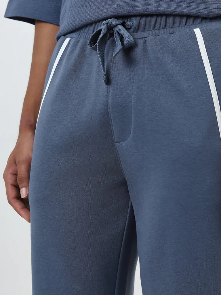 Studiofit Blue Relaxed-Fit Mid-Rise Track Pants