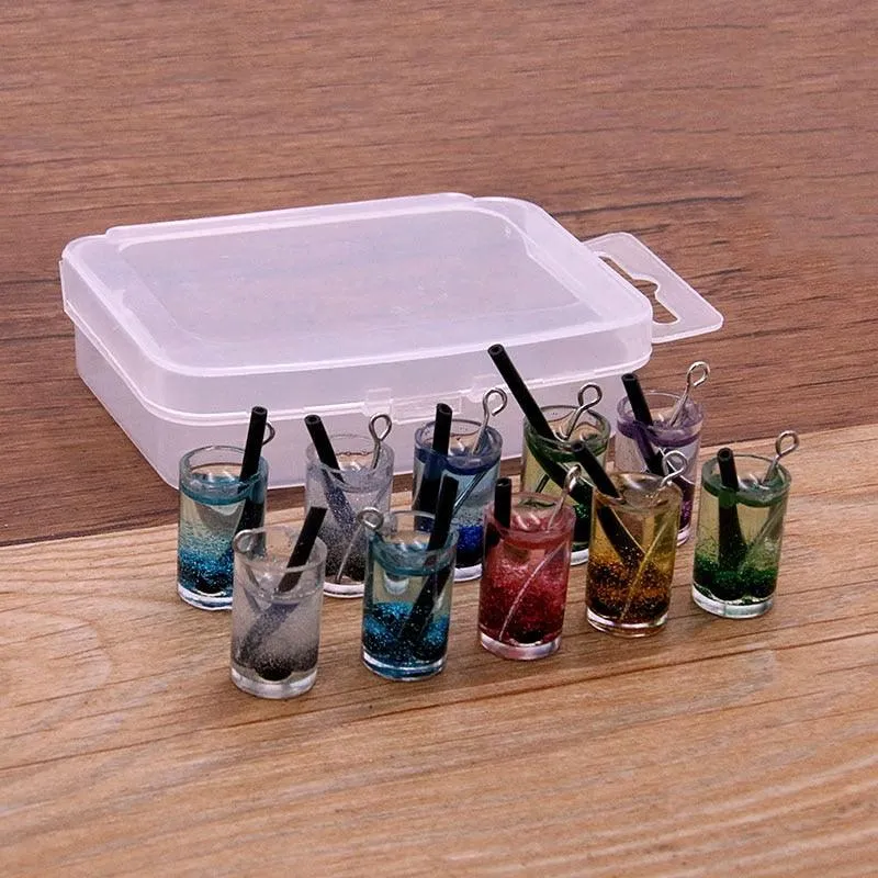 Styles Mix Glass Bottles Milk Tea Cup Ball Earring Charms 10 PCs