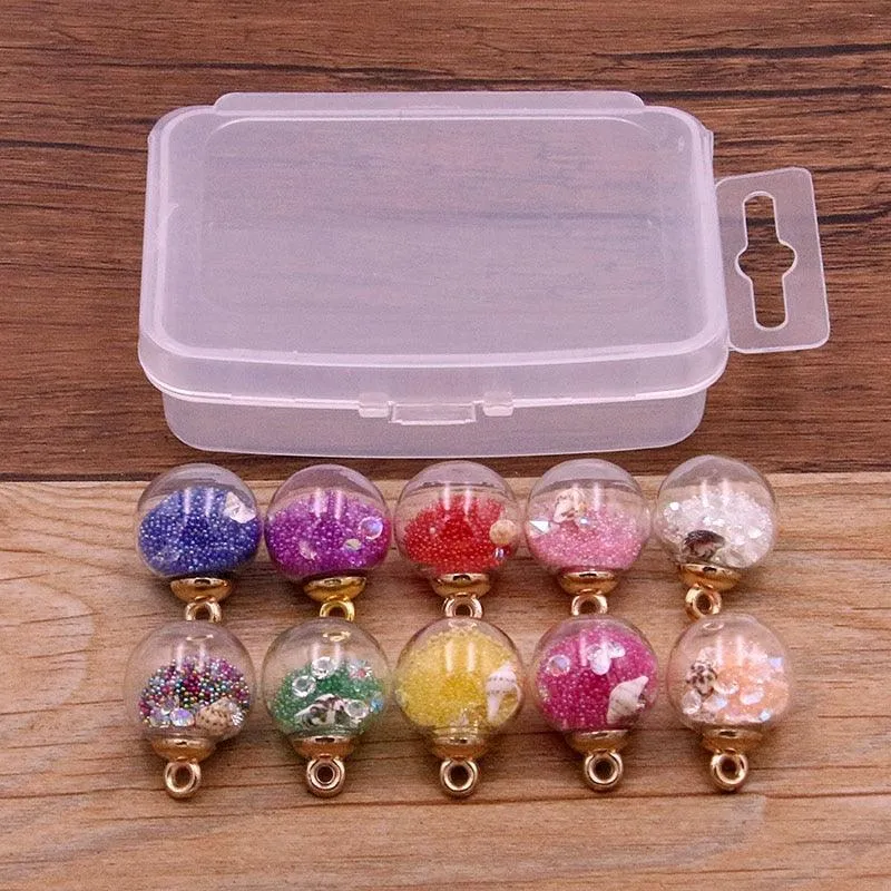 Styles Mix Glass Bottles Milk Tea Cup Ball Earring Charms 10 PCs