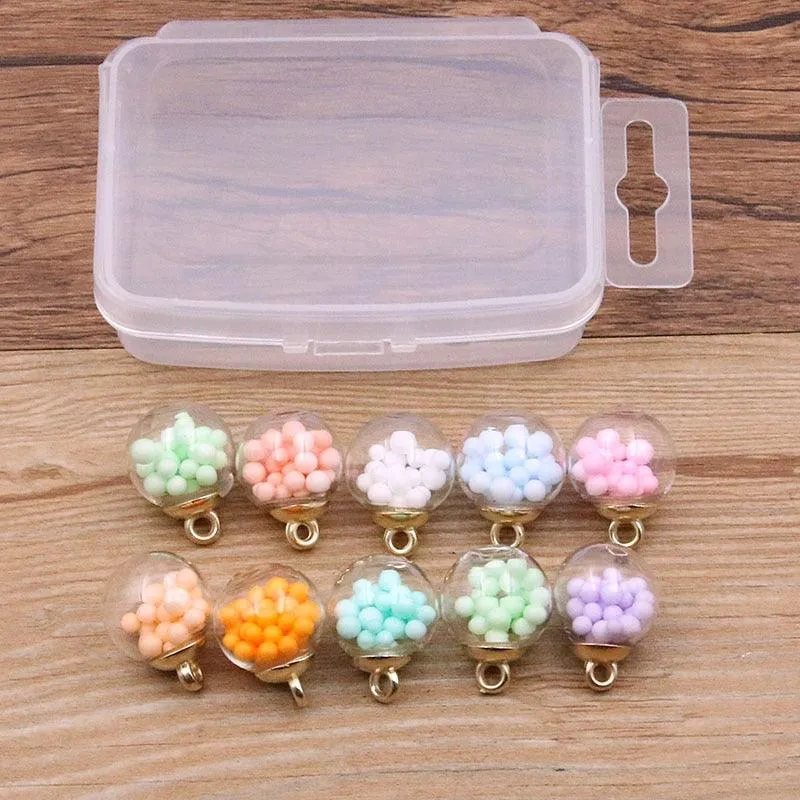 Styles Mix Glass Bottles Milk Tea Cup Ball Earring Charms 10 PCs
