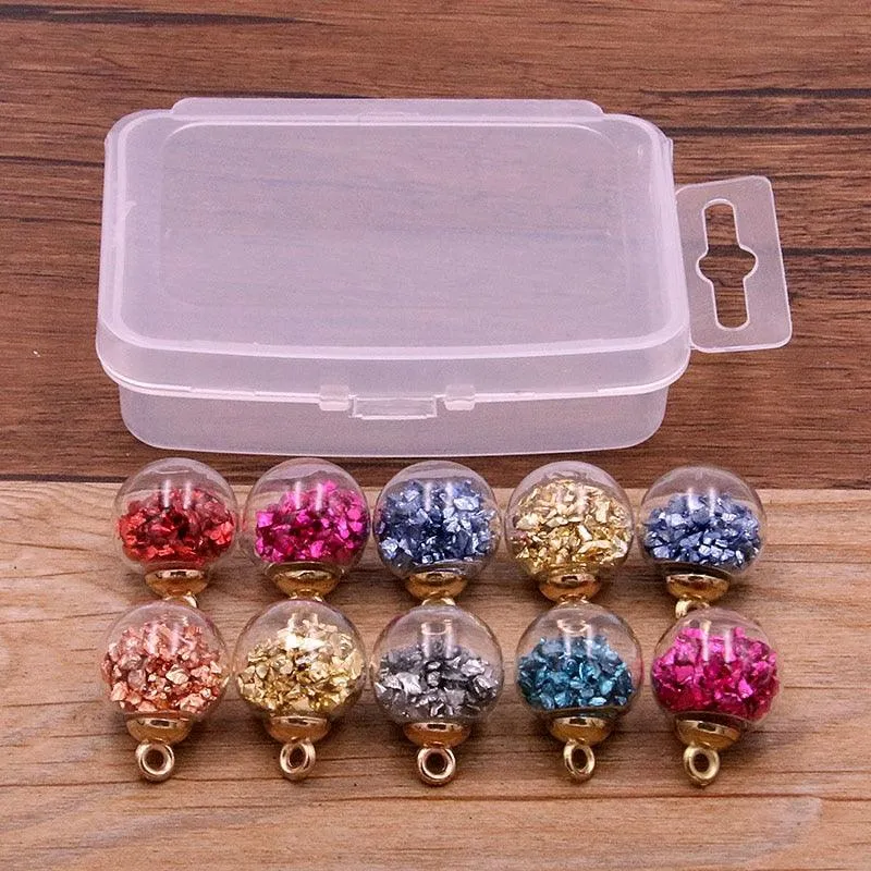 Styles Mix Glass Bottles Milk Tea Cup Ball Earring Charms 10 PCs