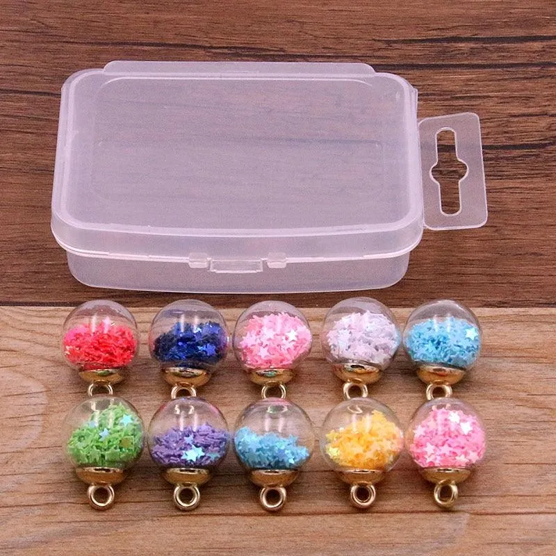Styles Mix Glass Bottles Milk Tea Cup Ball Earring Charms 10 PCs