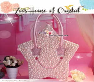 Stylish and Elegant STAR SHAPED bag with SMILEY made with Crystals and Pearls