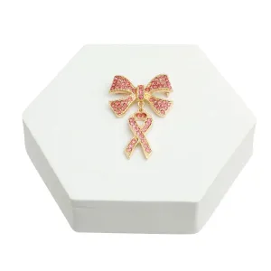 Stylish Gold Tone Lapel Pin with Double Pink Ribbon - Buy Today!