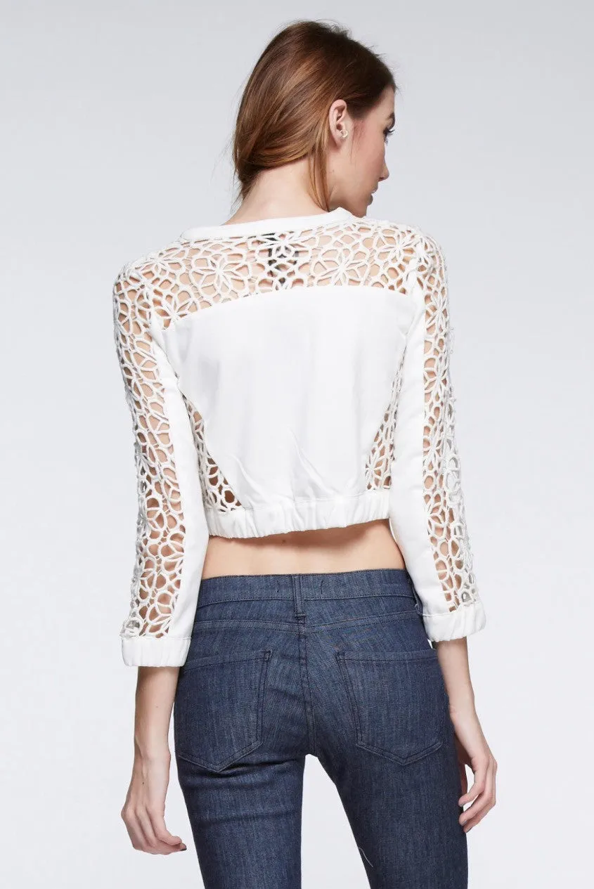 Stylish White Cotton Outerwear Top