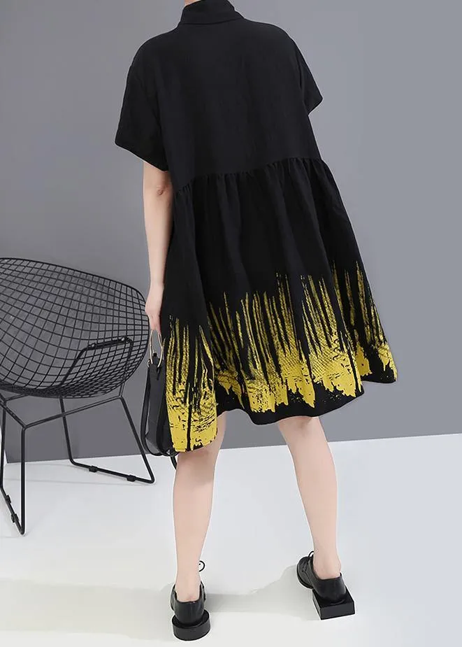 Summer Oversize Hipster Black Tie-dyed Printed Ladies Casual Shirts