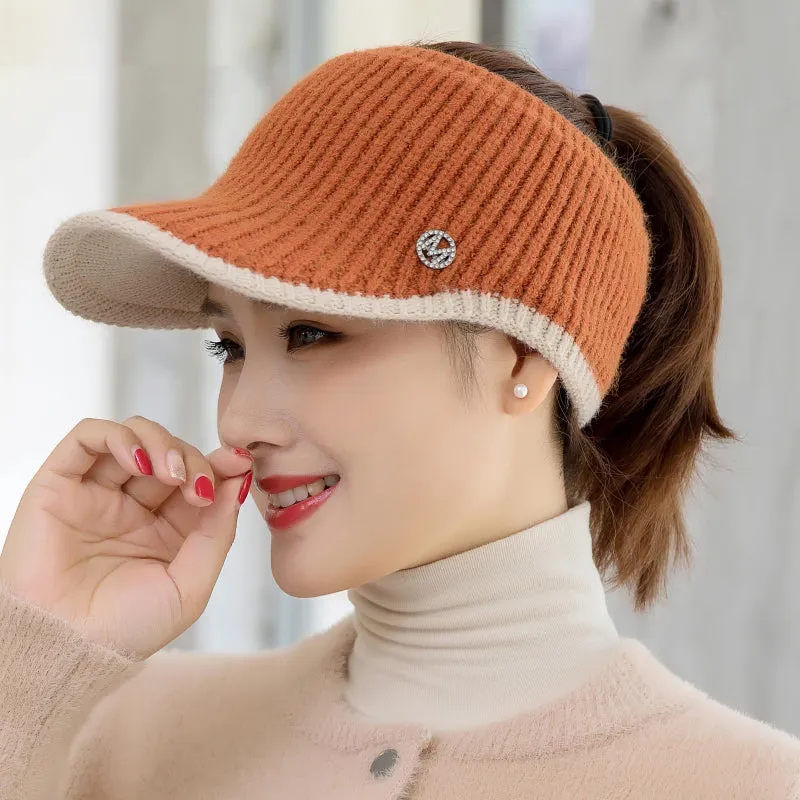 Summer Sports Top Knitted Elastic Ponytail Visor Hats
