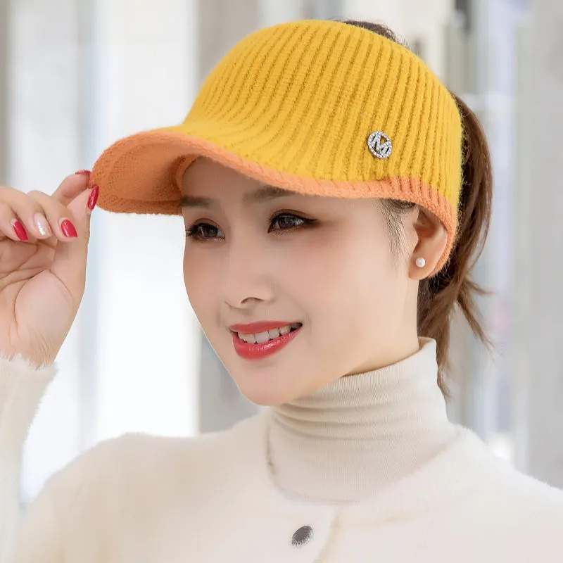 Summer Sports Top Knitted Elastic Ponytail Visor Hats