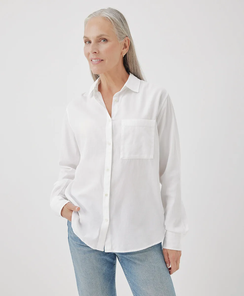 Sunset Lightweight Cotton Button-Down Shirt - White