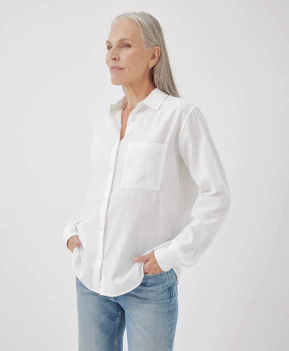 Sunset Lightweight Cotton Button-Down Shirt - White