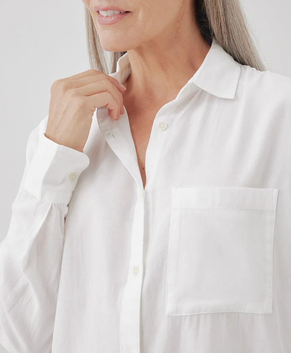 Sunset Lightweight Cotton Button-Down Shirt - White