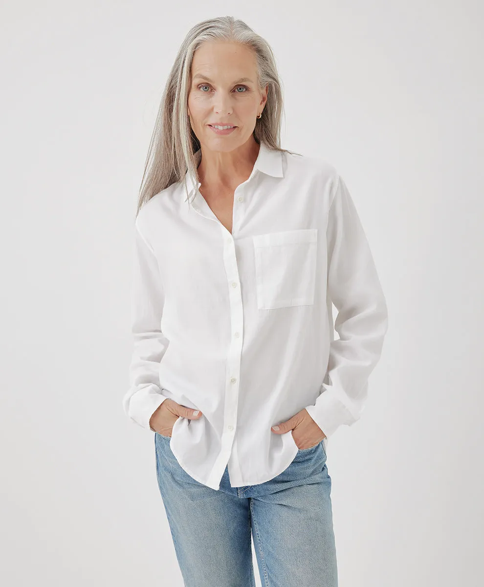 Sunset Lightweight Cotton Button-Down Shirt - White