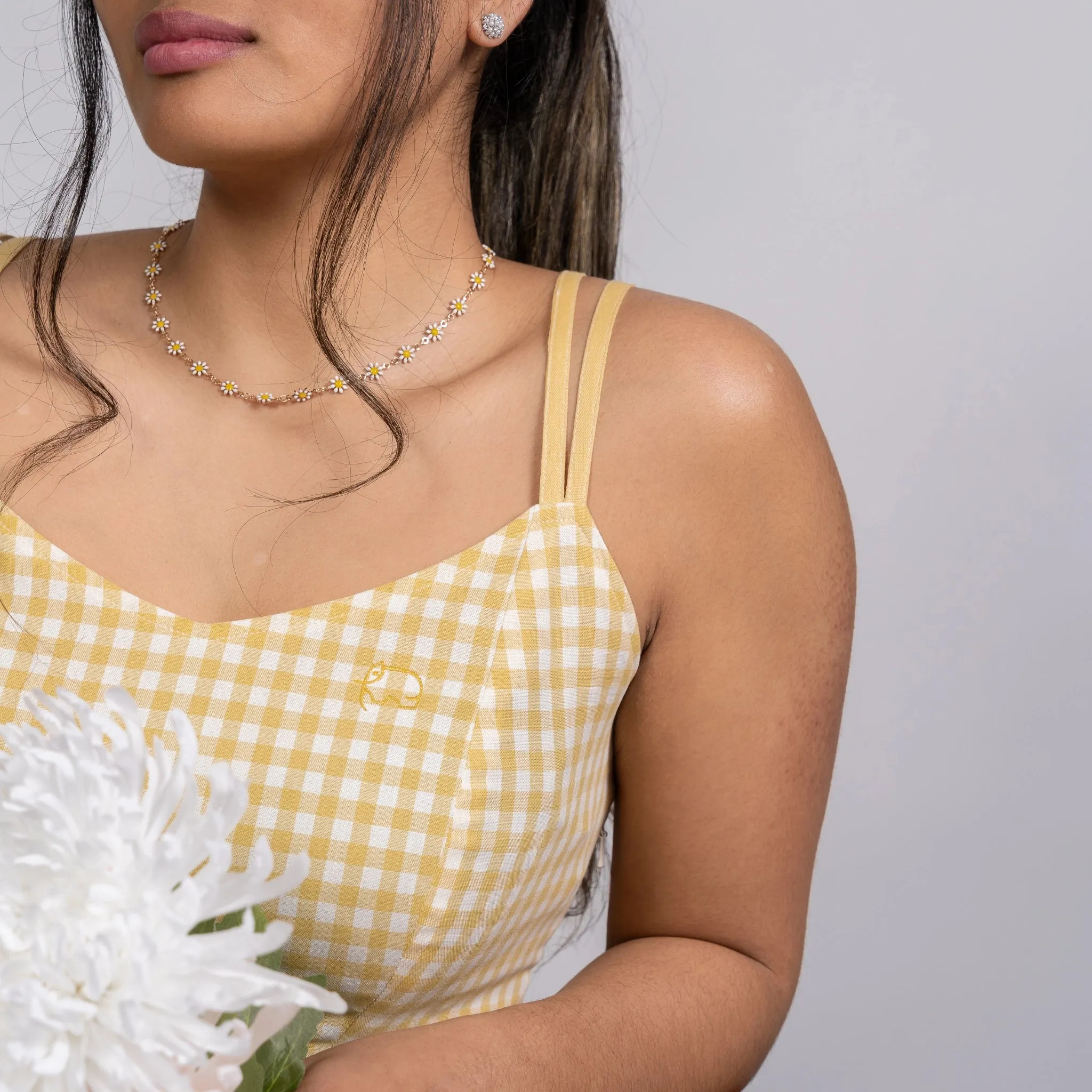 Sunshine Chic Yellow Gingham Cotton Mini Dress