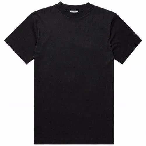 Sunspel Mock Neck T-Shirt Black