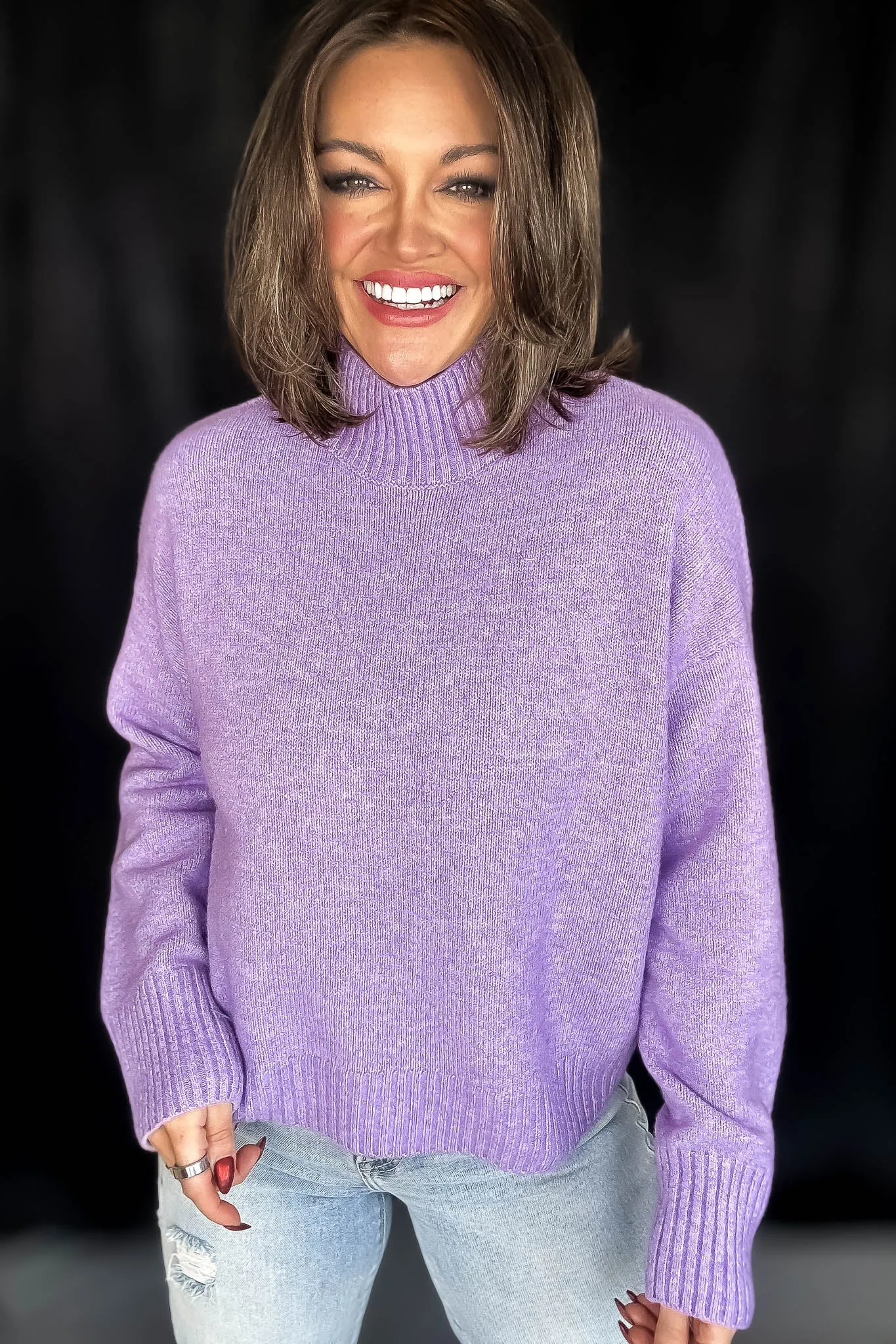 Super Stylish Lavender High-Neck Sweater