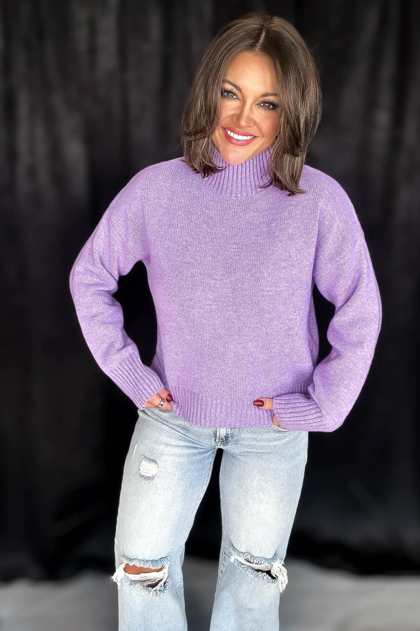 Super Stylish Lavender High-Neck Sweater