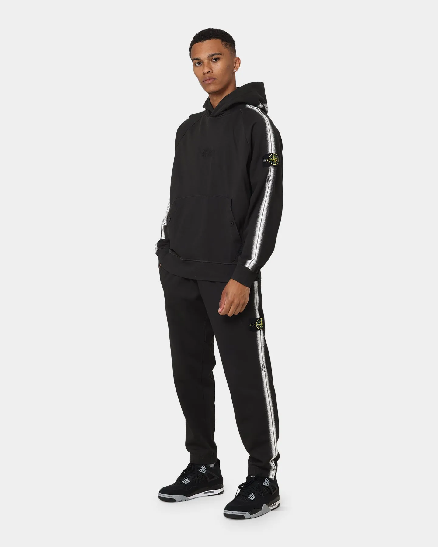Supreme X Stone Island Stripe Hoodie Black