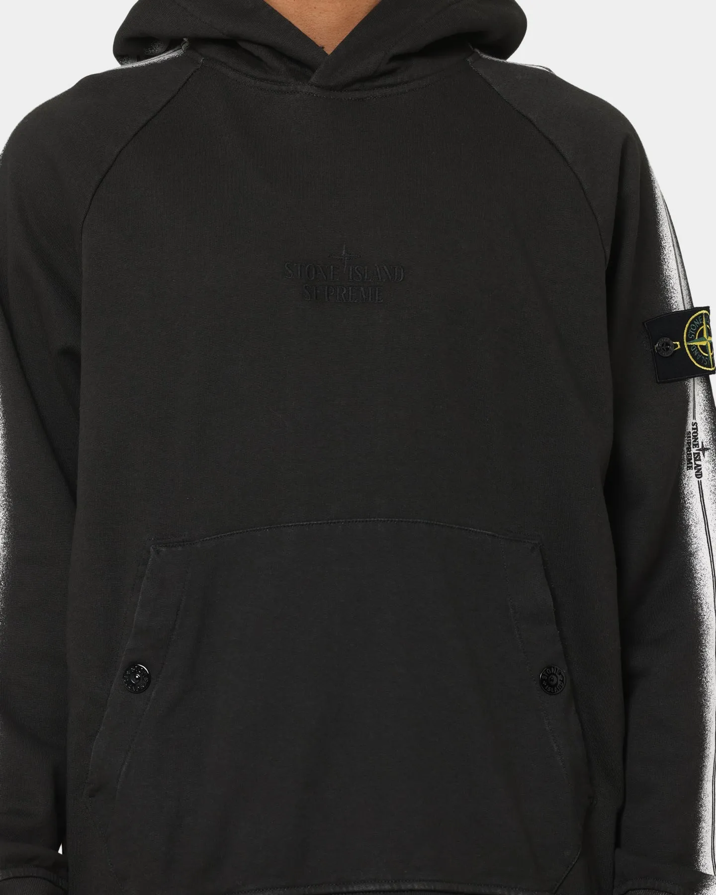 Supreme X Stone Island Stripe Hoodie Black