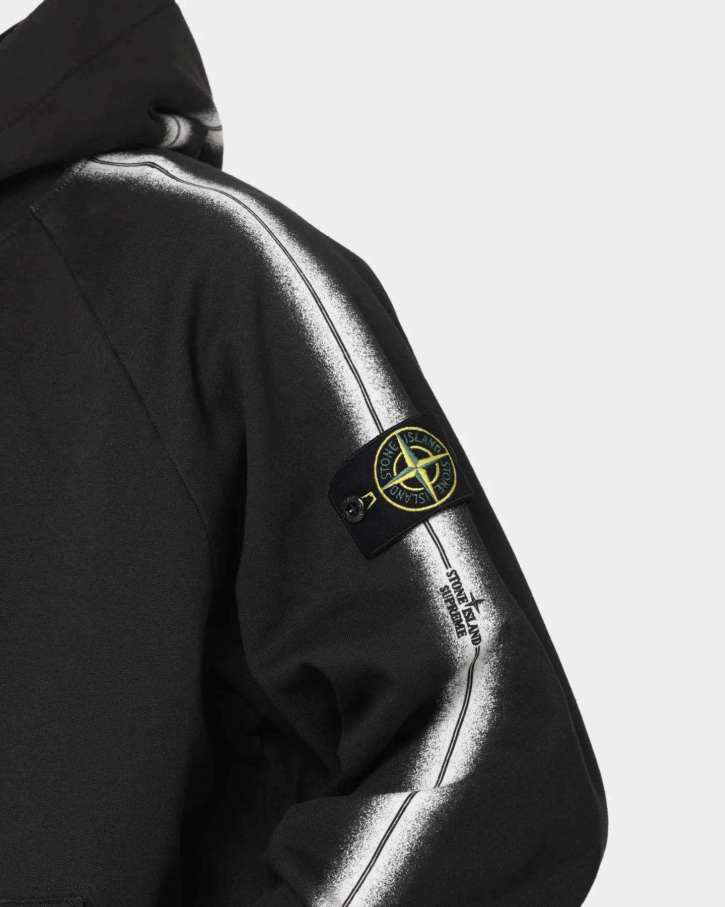 Supreme X Stone Island Stripe Hoodie Black