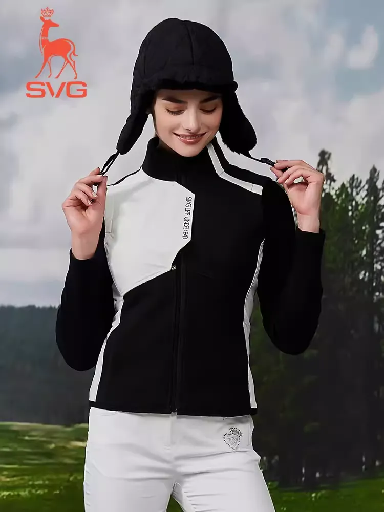 SVG Women's Black and White Vest Stand Collar Vest