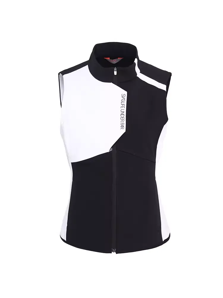 SVG Women's Black and White Vest Stand Collar Vest