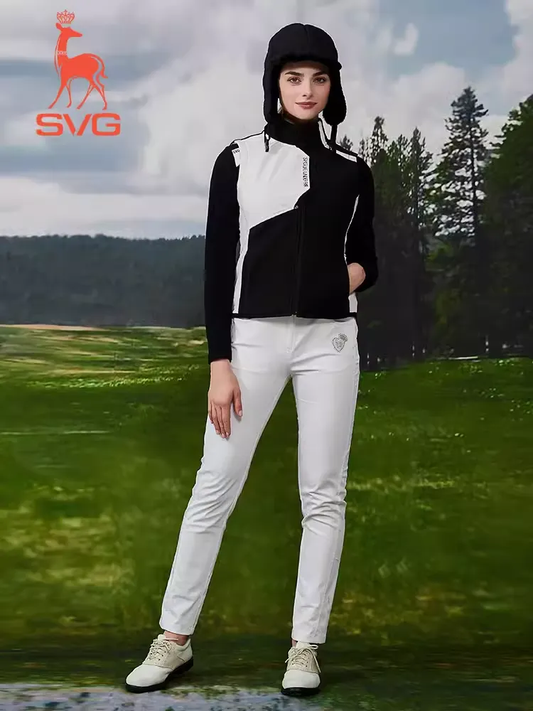 SVG Women's Black and White Vest Stand Collar Vest