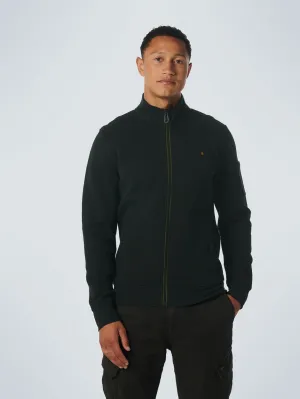 Sweater Full Zipper Double Layer Jacquard Stretch | Black