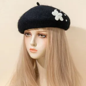 Sweet and Elegant Rhinestone Flower Beret Hats