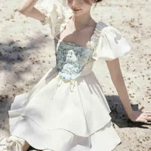 Sweet Sugar Sand Dollar       Dress with Optional Corset Top Set Kawaii Academia Y2K Cottagecore Coquette Fairycore Dollette Princesscore