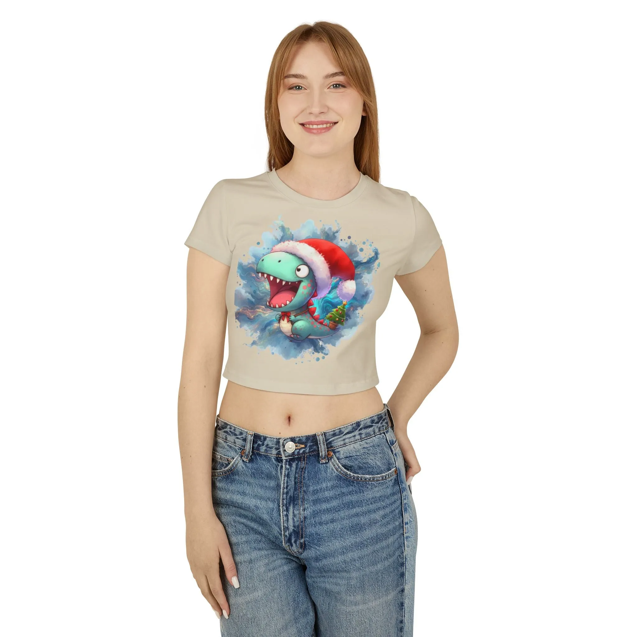 T-shirt -Bebe Dinosaurio Vestido como Santa