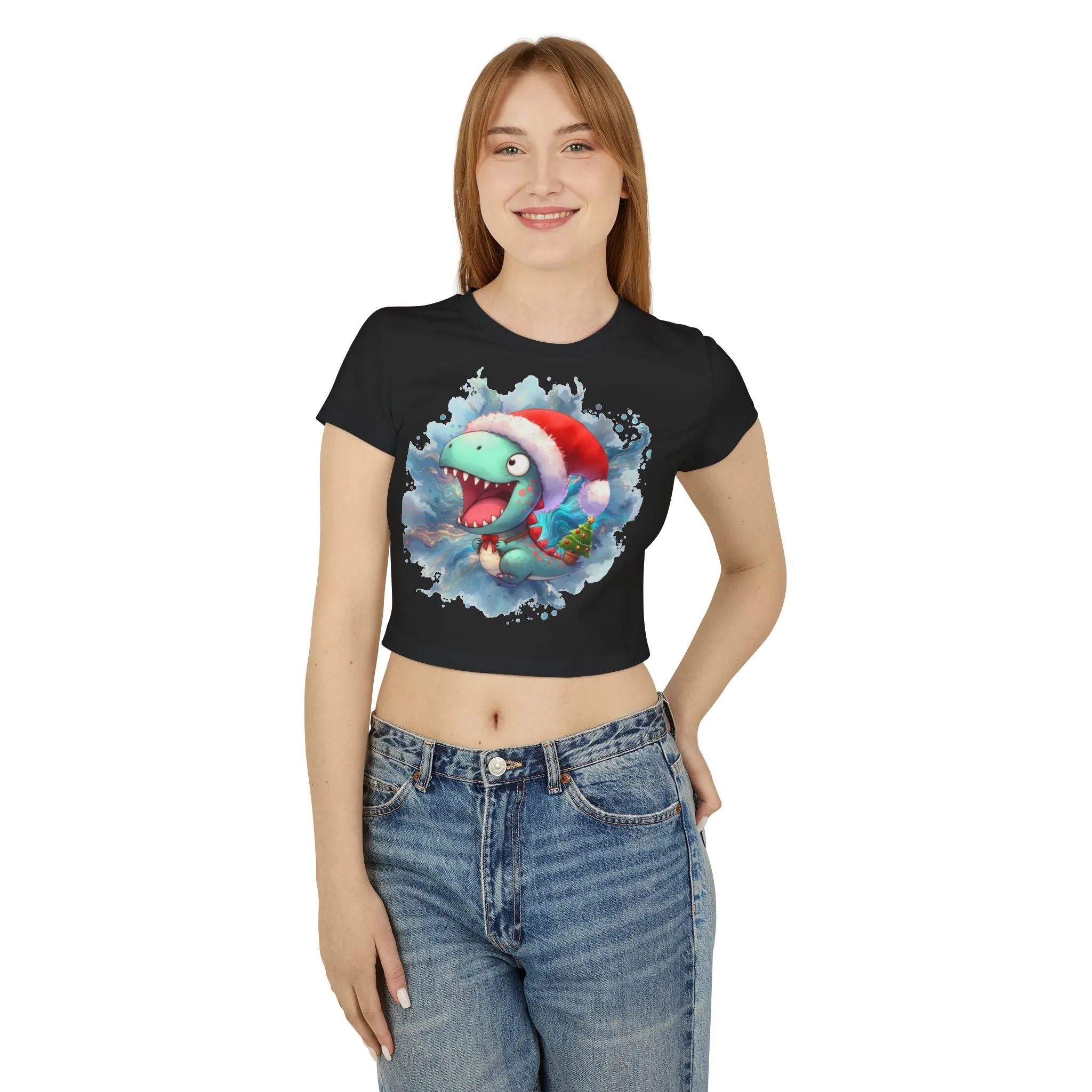 T-shirt -Bebe Dinosaurio Vestido como Santa