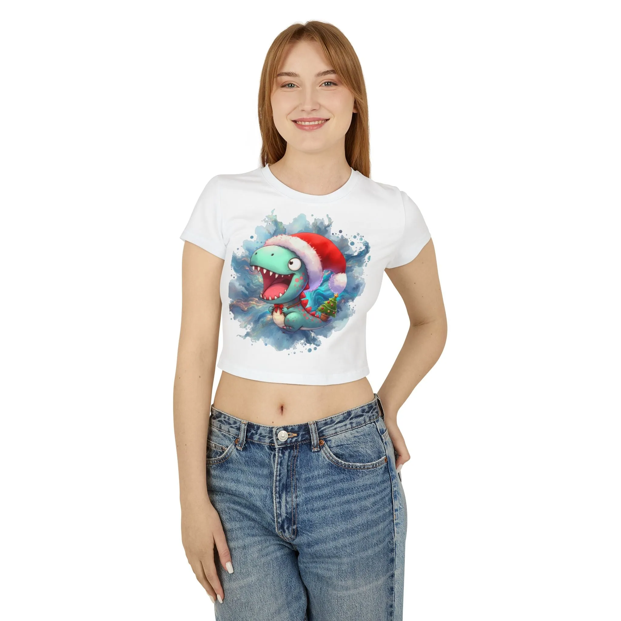 T-shirt -Bebe Dinosaurio Vestido como Santa