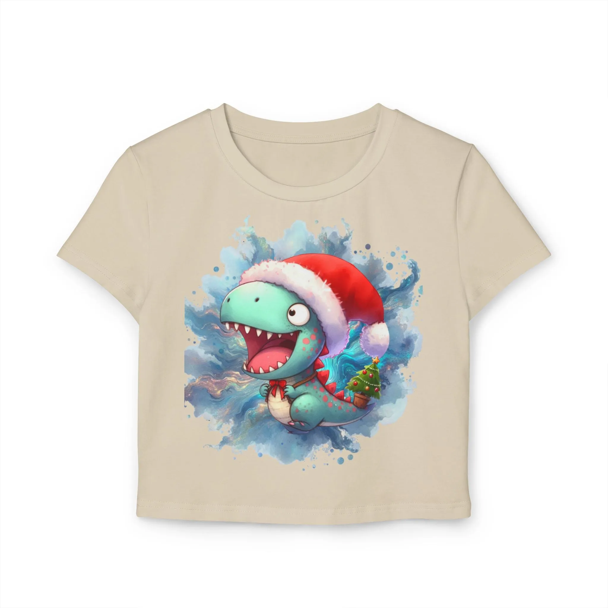 T-shirt -Bebe Dinosaurio Vestido como Santa