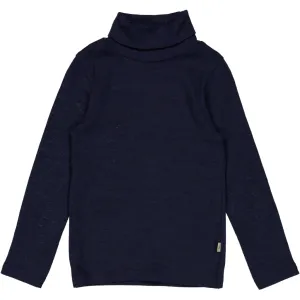 T-Shirt Roll Neck Wool - navy