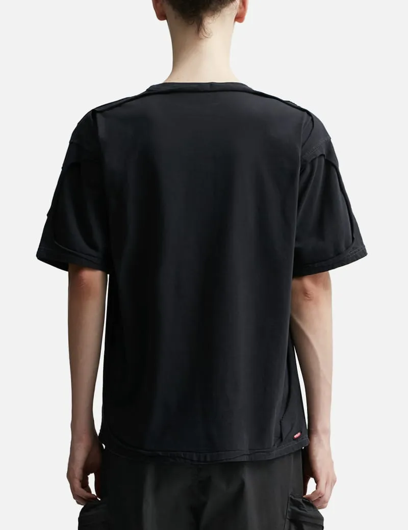 T-shirt with destroyed peel-off effect