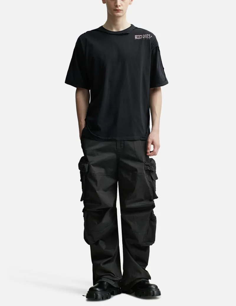 T-shirt with destroyed peel-off effect
