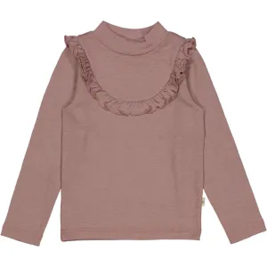 T-shirt Wool Ruffle LS - dusty lilac