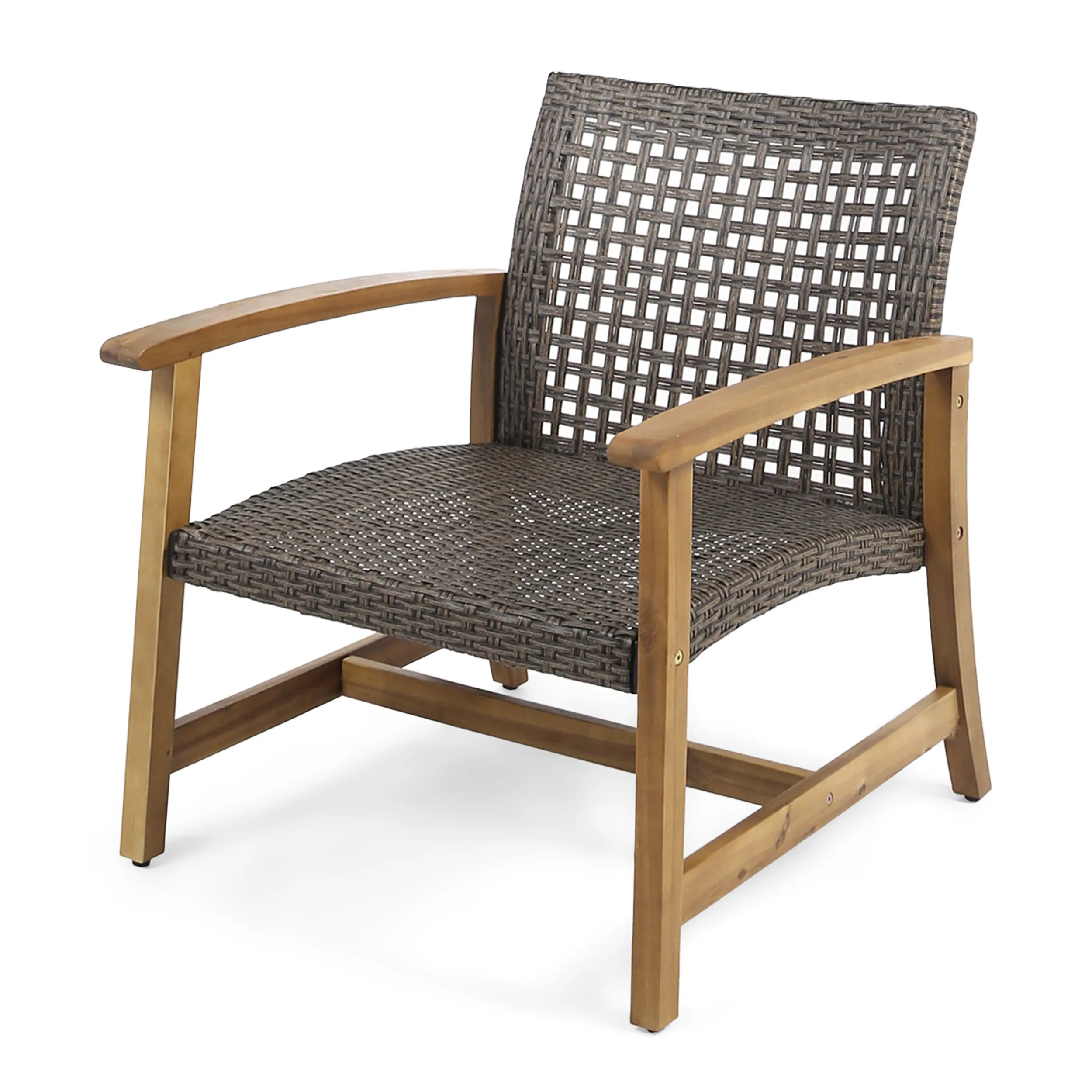 Tabby Outdoor 6 Piece Wood and Wicker Chat Set with Fire Pit