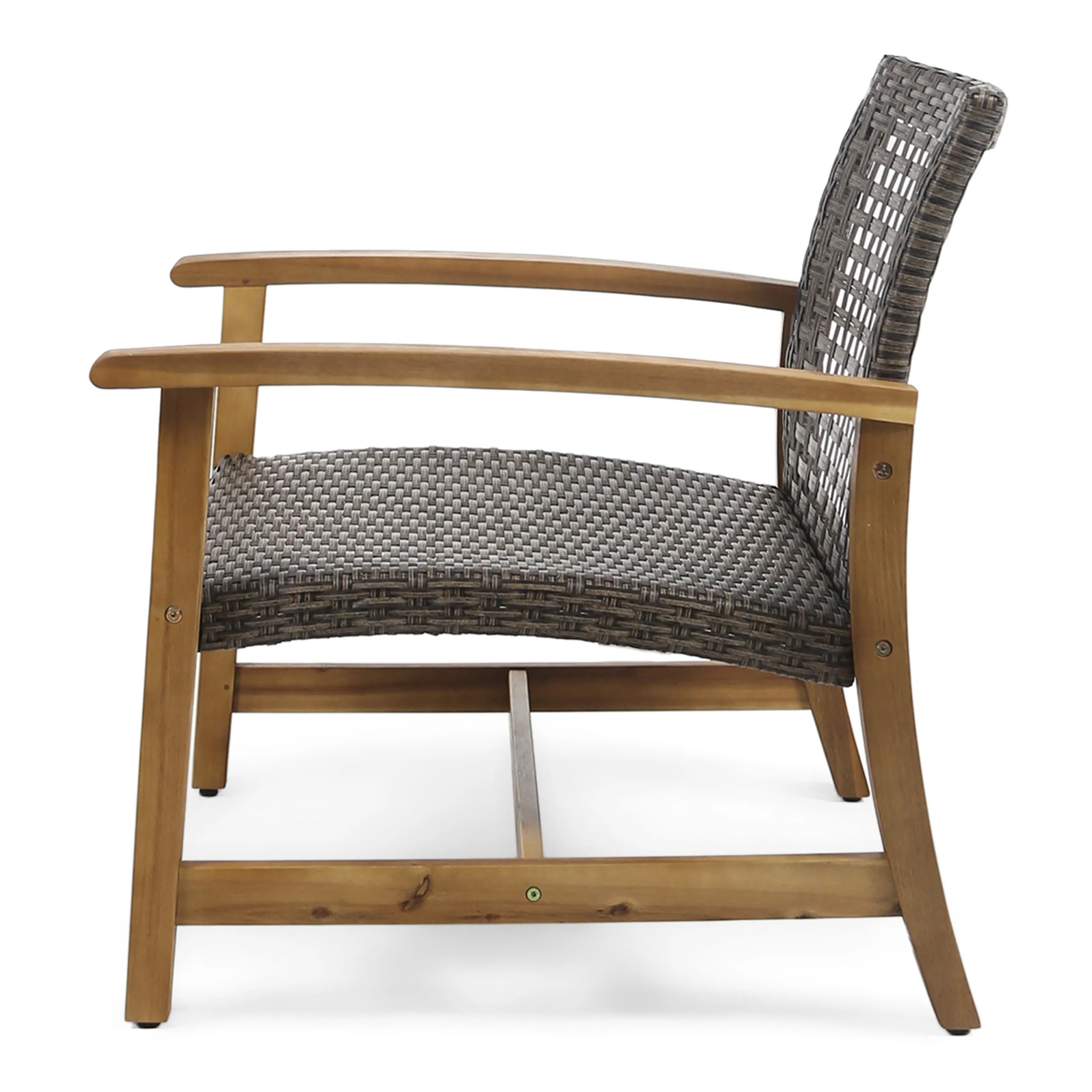 Tabby Outdoor 6 Piece Wood and Wicker Chat Set with Fire Pit