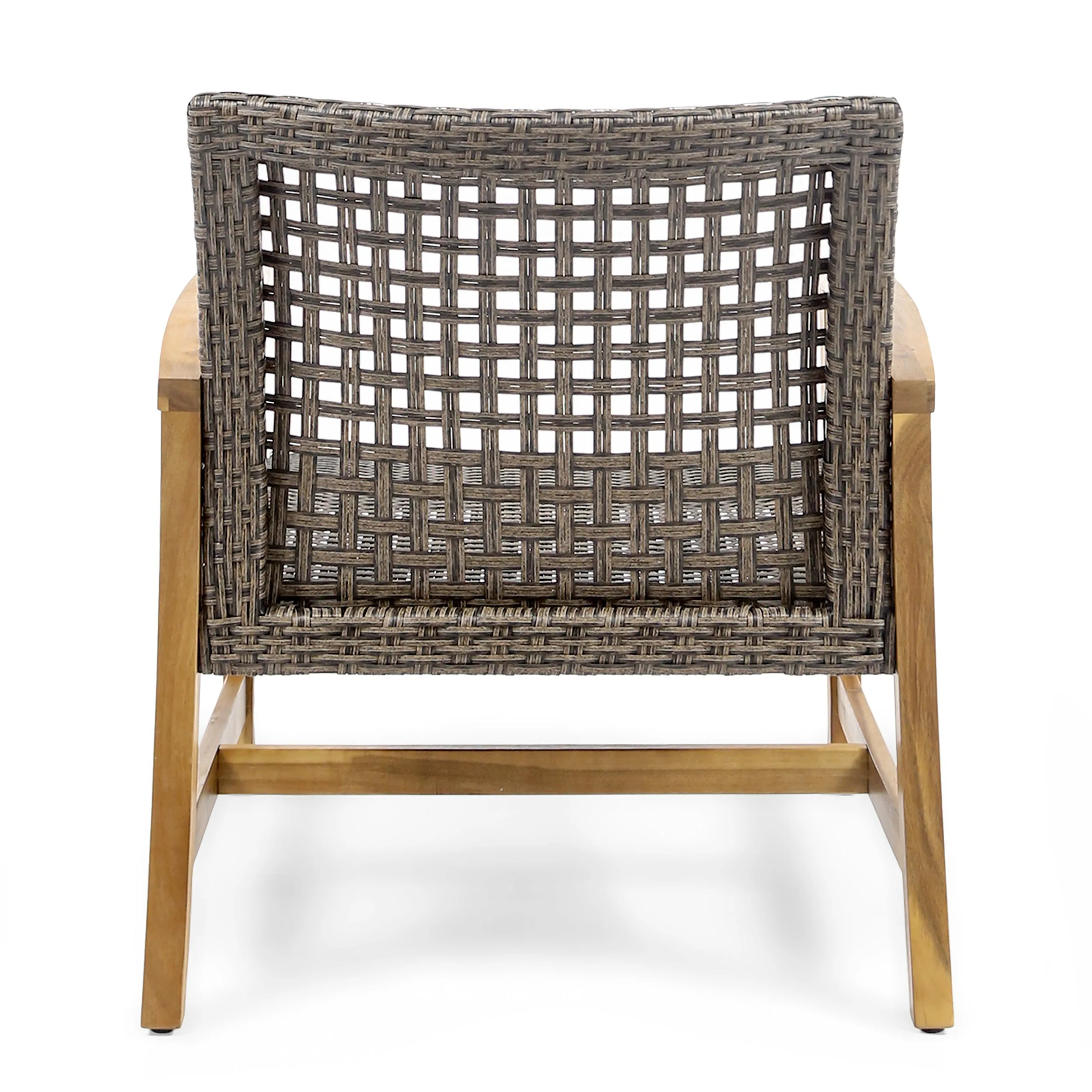 Tabby Outdoor 6 Piece Wood and Wicker Chat Set with Fire Pit