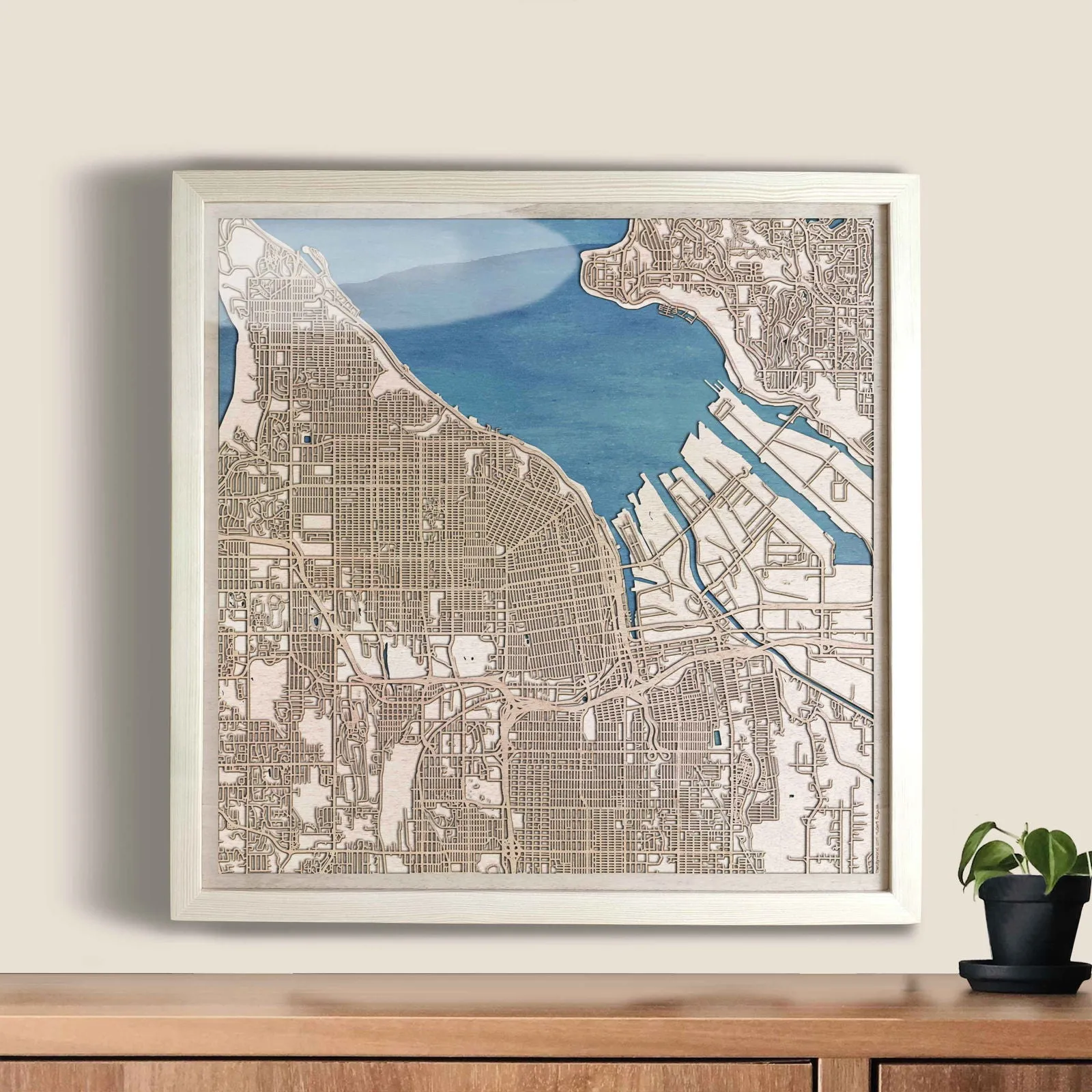 Tacoma Wooden Map