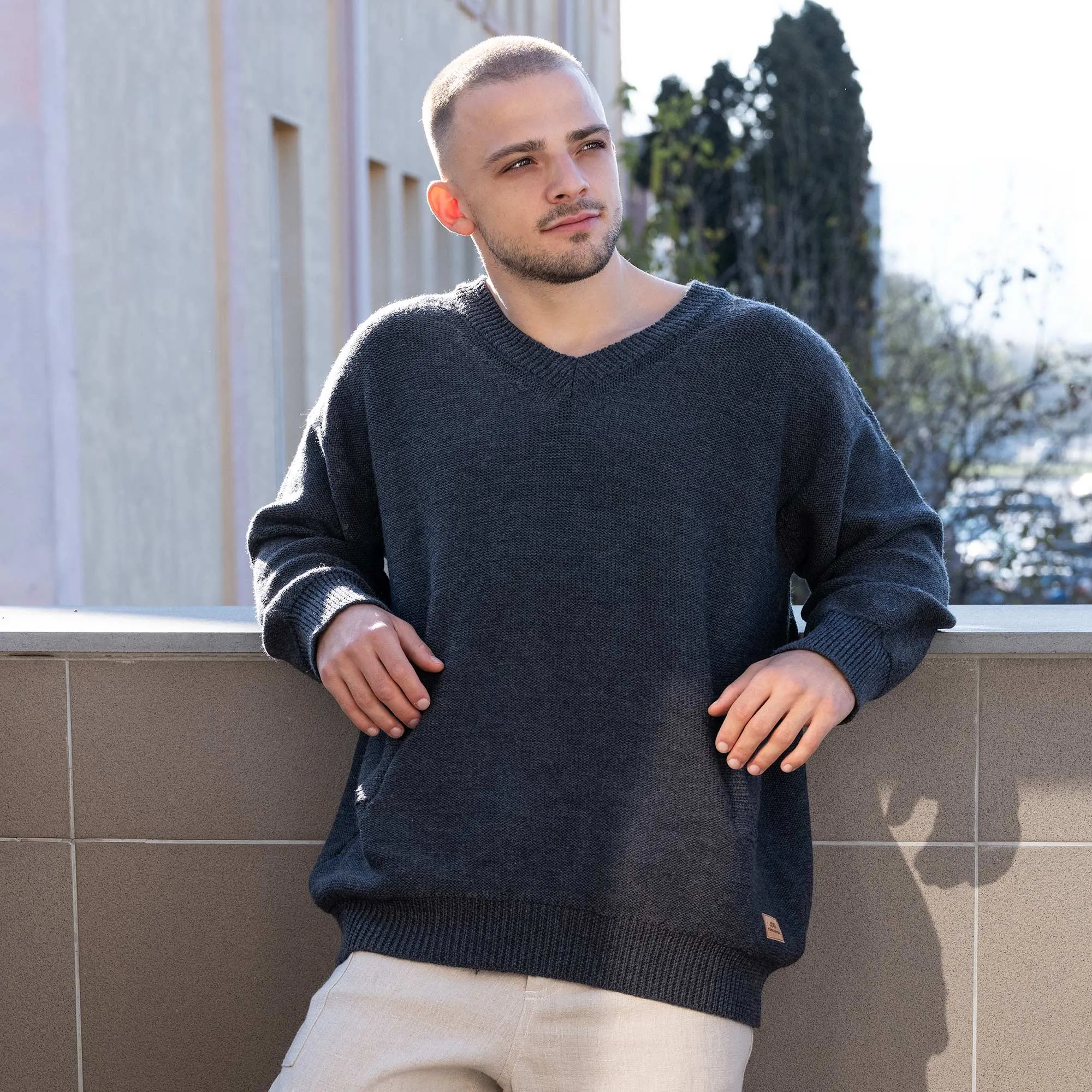 TAHOE 100% Certified Organic Merino Wool Oversized Sweater (Unisex) (No Elastic, No Polyester, No Acrylic, No Synthetics; OC Thread) (100% Biodegradable)