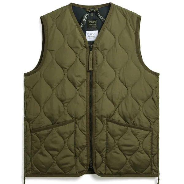 Taion Military Zip Neck Vest - Dark Olive