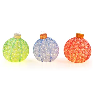Tangkula Christmas Lighted Pop up Ornaments Set of 3, Outdoor Xmas Lighted Hanging Lanterns with Warm White LED Lights