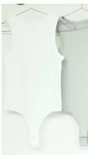 Tank Ribbed Bodysuit- White
