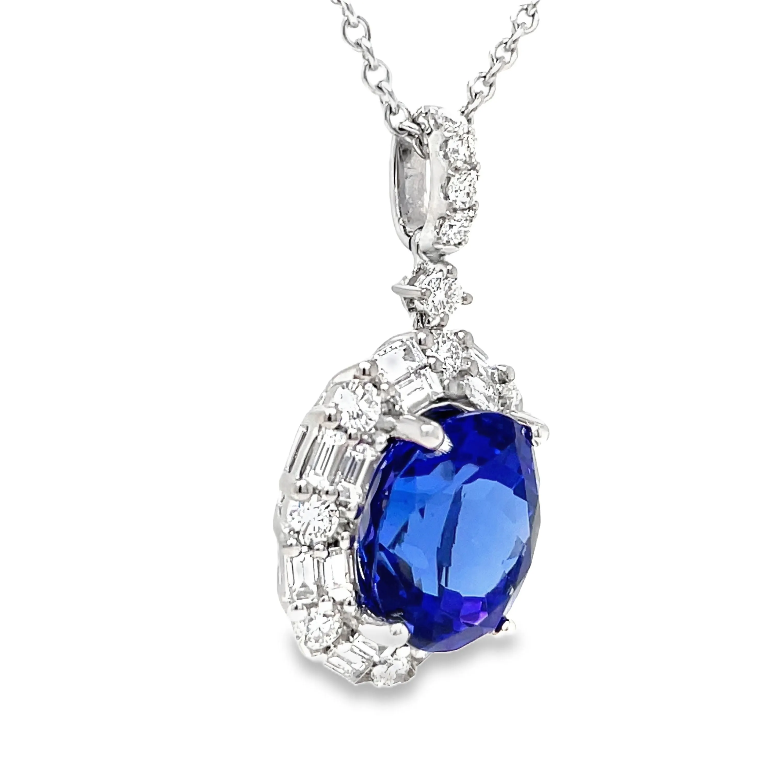Tanzanite & Diamond Mix Cut Pendant Necklace