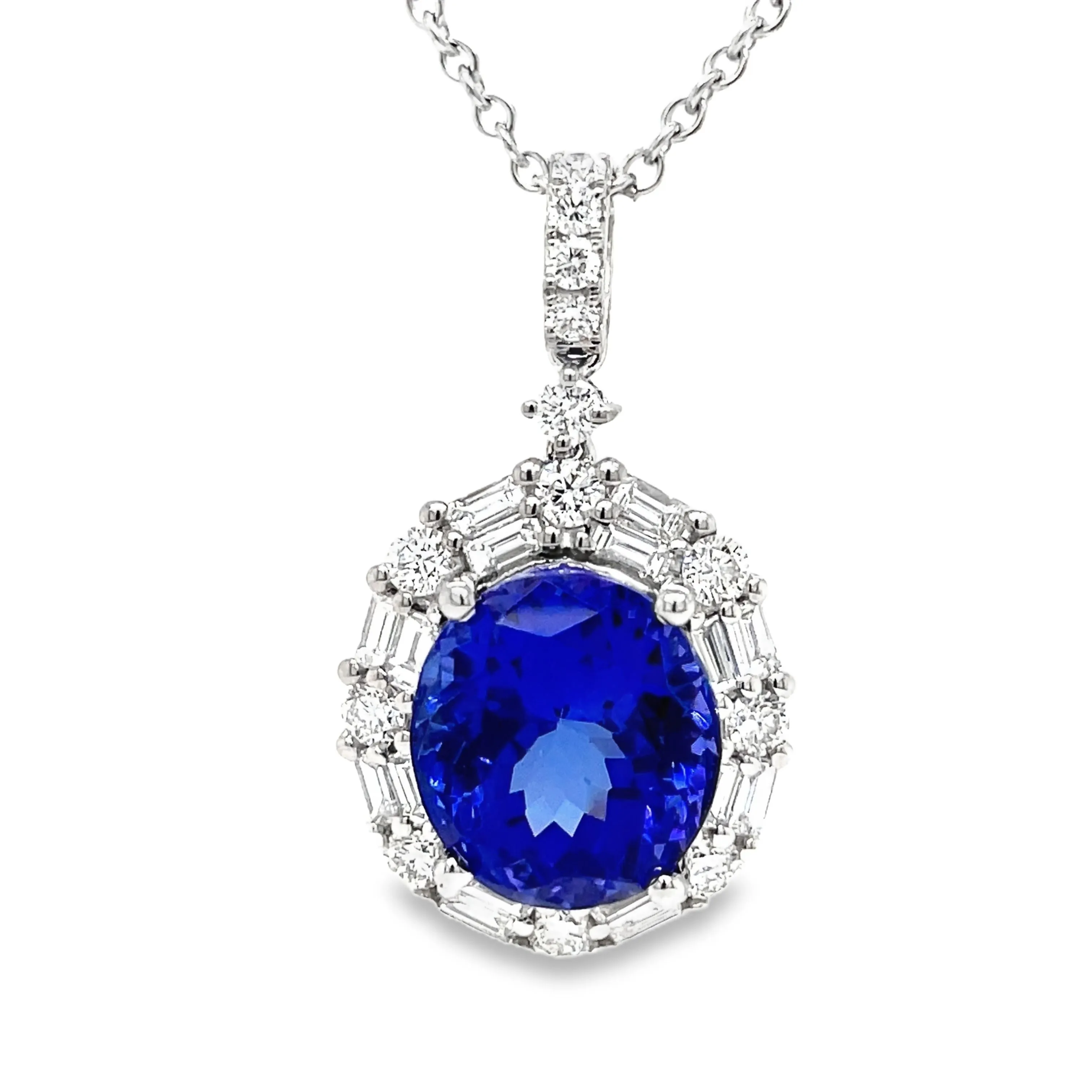 Tanzanite & Diamond Mix Cut Pendant Necklace