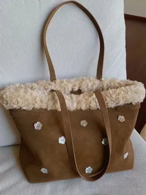 TAVIMART  -  Women's Large Capacity Tote Bag New Autumn Winter Retro Commuting Frosted Shoulder Handbag
