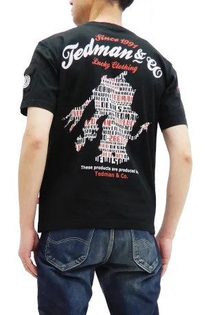 Tedman T-Shirt Men's Lucky Devil Silhouette Graphic Short Sleeve Tee Efu-Shokai TDSS-546 Black